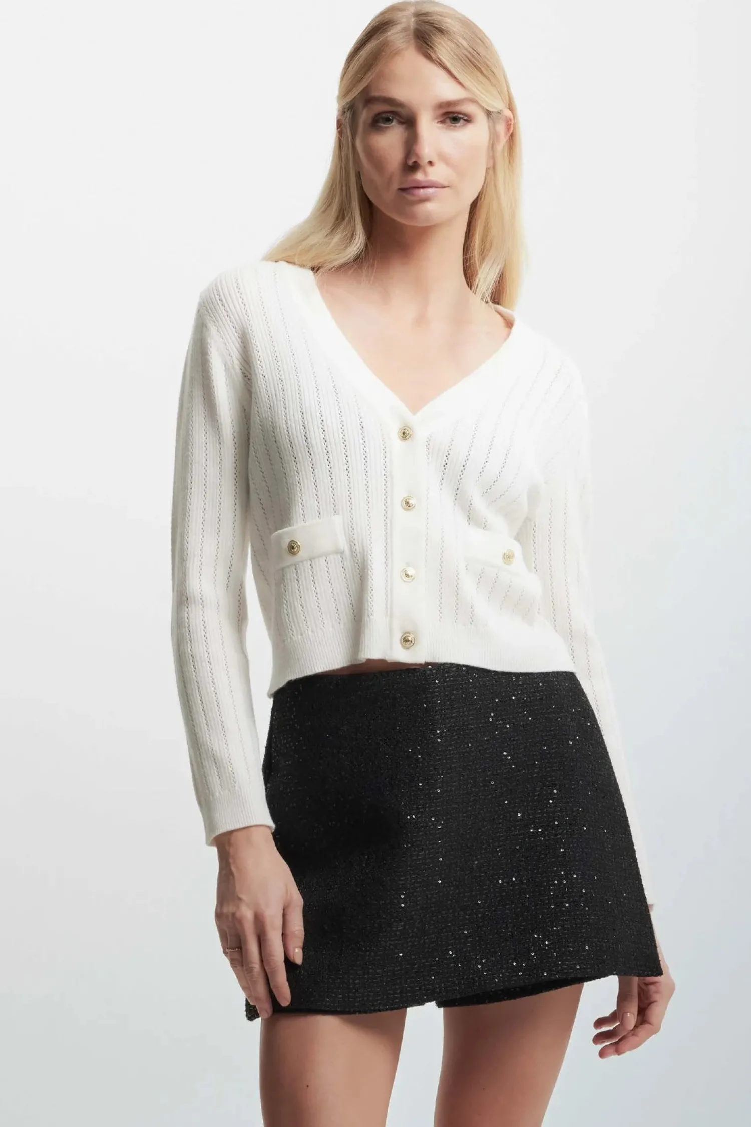 Online Maglia Cardigan con Tasche / Beige Donna Maglieria