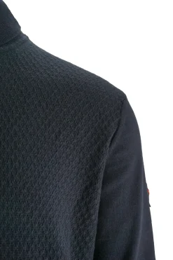 Hot Maglia Dolcevita con Tramatura Frontale / Blu Uomo Maglieria