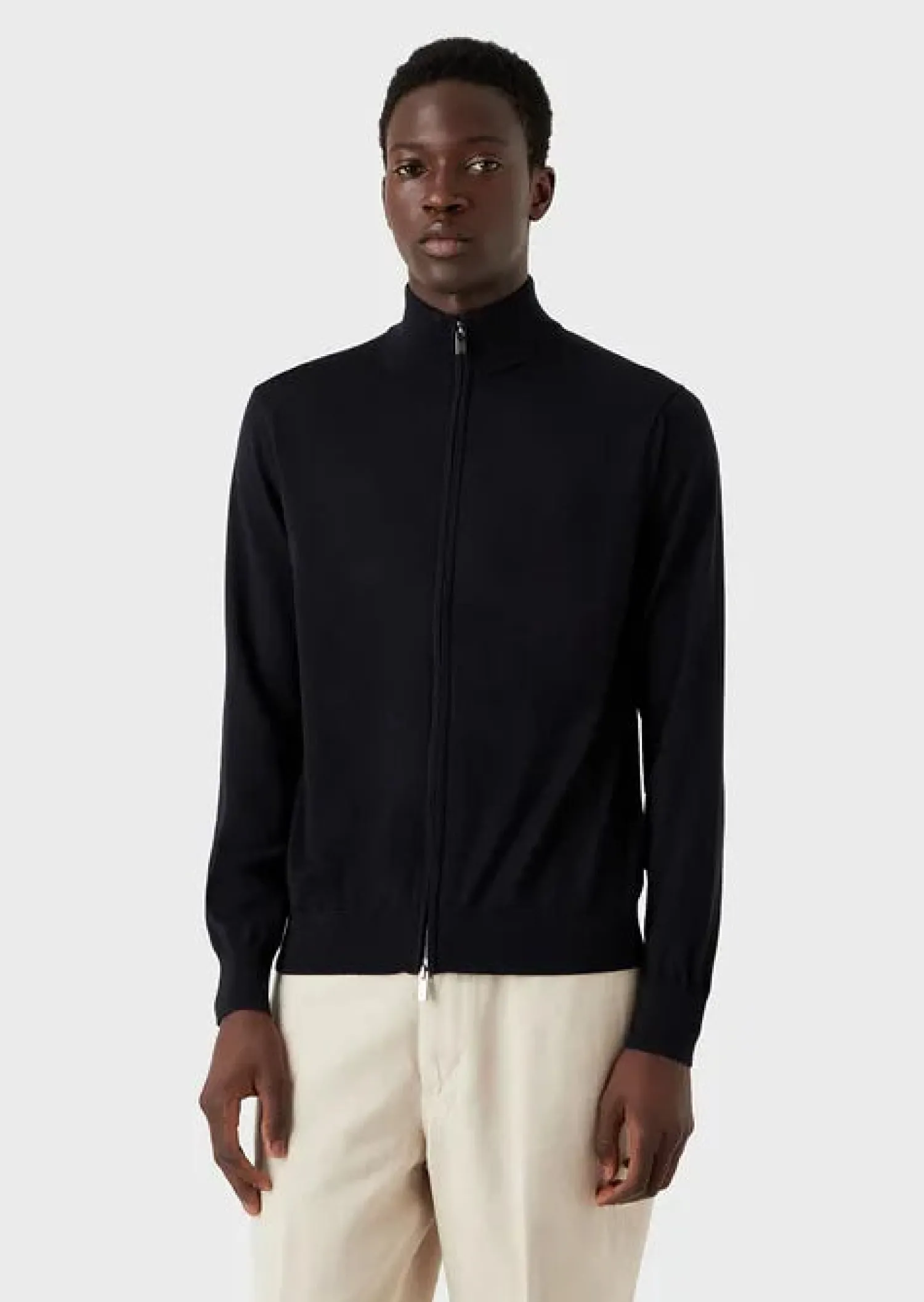 Discount Maglia Fullzip in 100% Lana / Uomo Maglieria