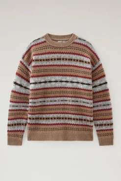 Hot Maglia Girocollo con Fantasia / Beige Uomo Maglieria