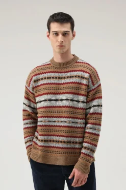 Hot Maglia Girocollo con Fantasia / Beige Uomo Maglieria