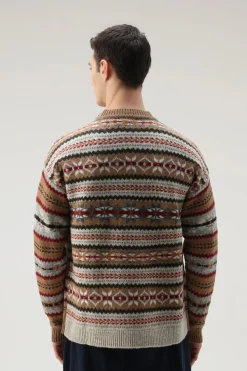 Hot Maglia Girocollo con Fantasia / Beige Uomo Maglieria