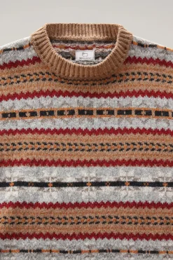 Hot Maglia Girocollo con Fantasia / Beige Uomo Maglieria