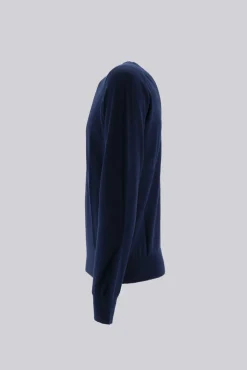 Outlet Maglia Girocollo in Chachemire / Blu Uomo Maglieria