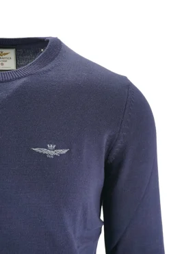 Clearance Maglia Girocollo in Cotone con Logo / Uomo Maglieria