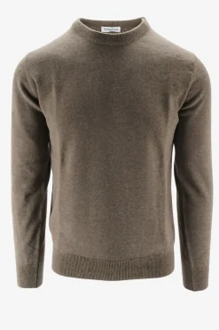 Online Maglia Girocollo in Puro Cashmere / Tortora Uomo Maglieria
