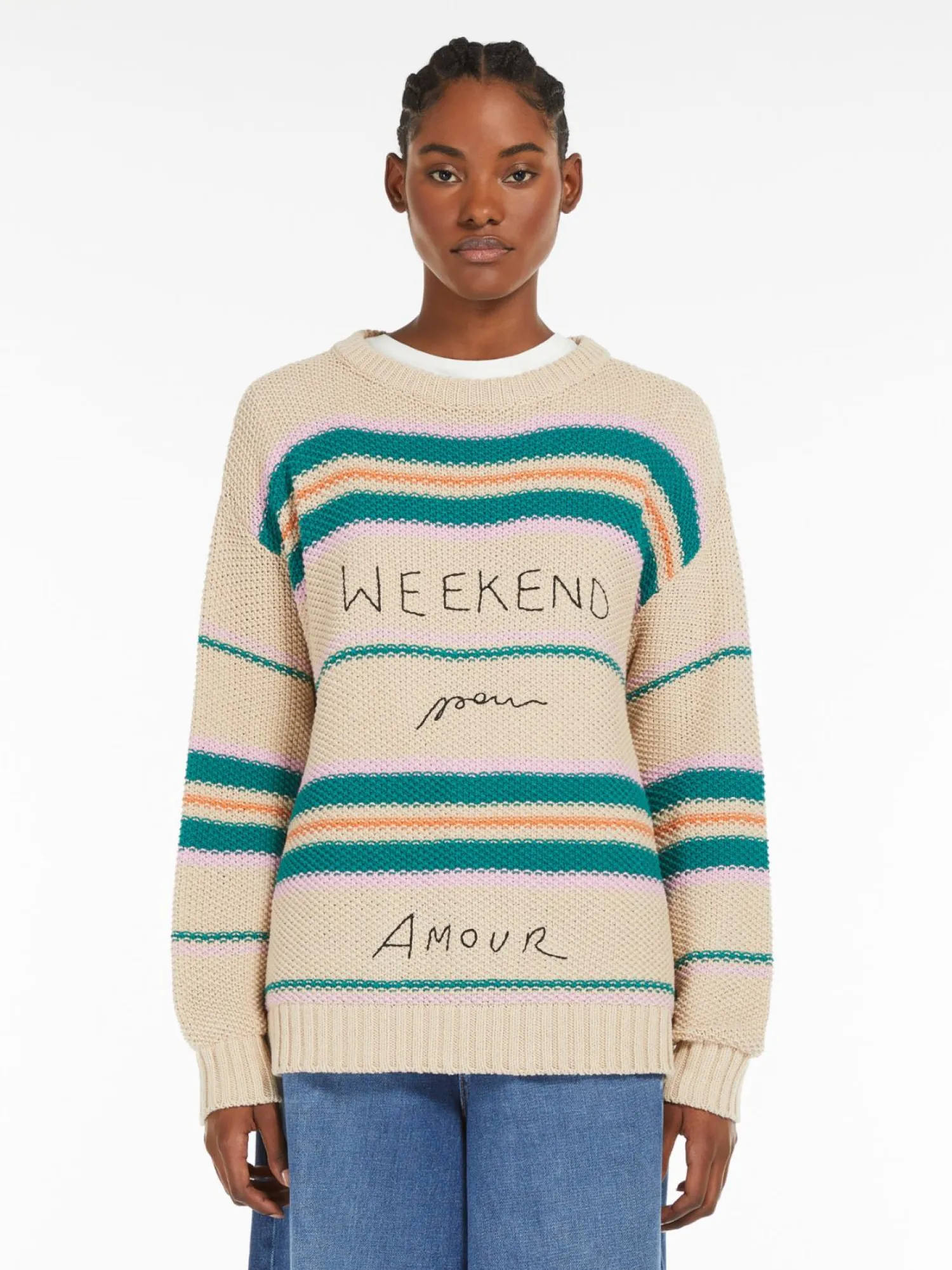 Clearance Maglia in Cotone con Ricamo / Donna Maglieria