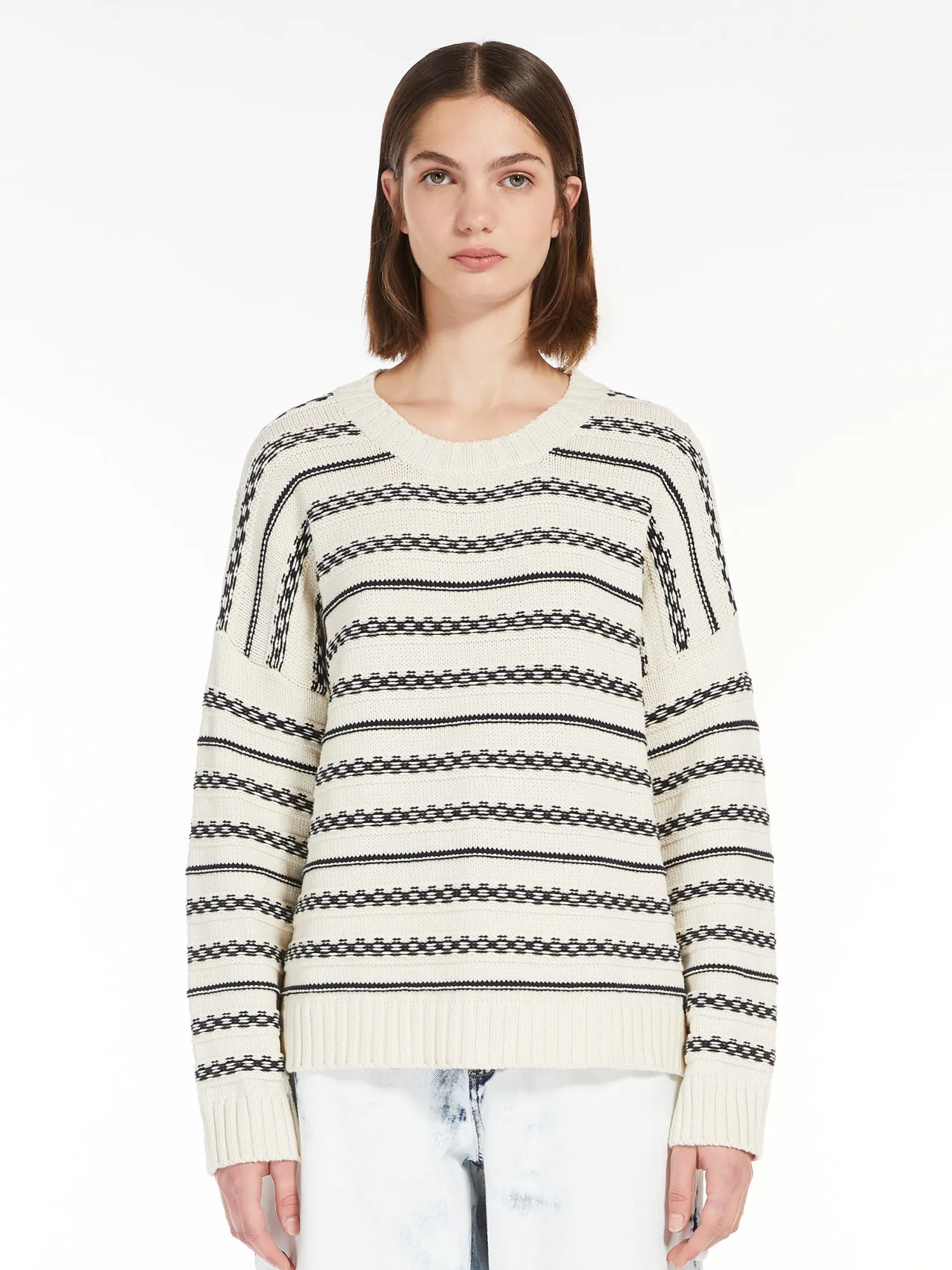 Online Maglia in Filato di Cotone a Righe / Donna Maglieria