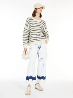 Online Maglia in Filato di Cotone a Righe / Donna Maglieria