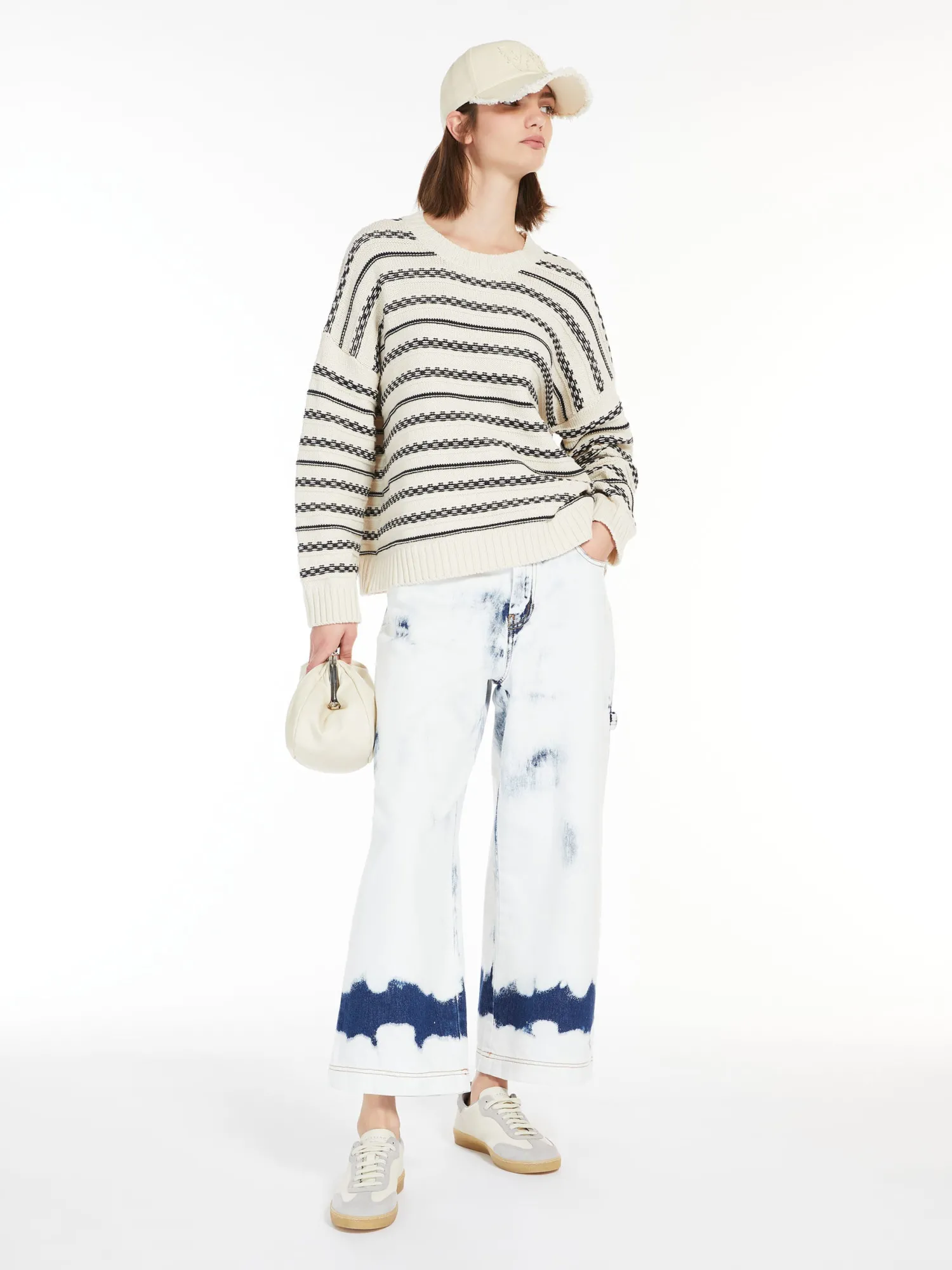 Online Maglia in Filato di Cotone a Righe / Donna Maglieria