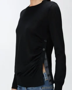 Outlet Maglia in Lana con Bottoni Laterali / Donna Maglieria