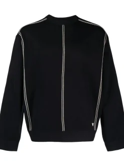 Online Maglia in Misto Lana con Righe Jacquard / Uomo Maglieria