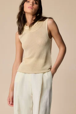 Online Maglia Senza Maniche con Scollo Rotondo / Donna Top