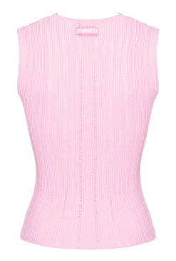 Hot Maglia Smanicata in Misto Viscosa a Coste / Donna Top