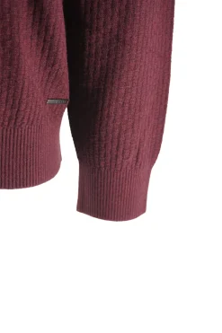 Clearance Maglione in Cotone e Cashmere con Lavorazione / Bordeaux Uomo Maglieria