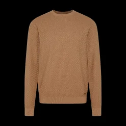 Outlet Maglione in Cotone e Cashmere con Lavorazione / Beige Uomo Maglieria