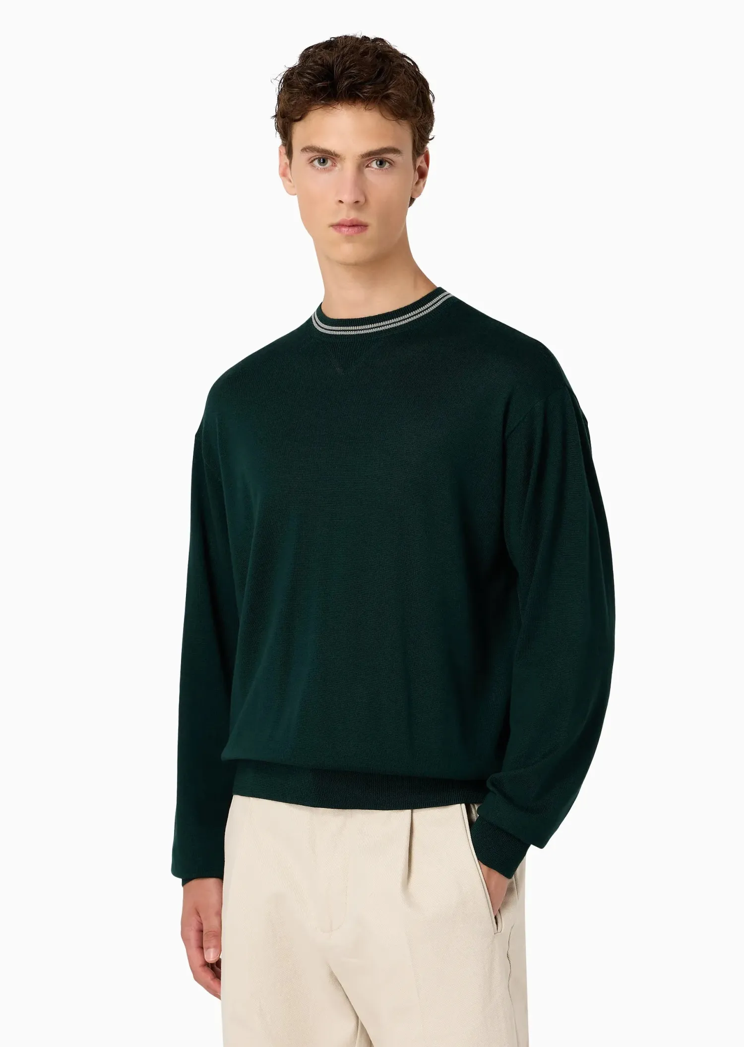 Discount Maglione in Lana Rasata con Logo / Uomo Maglieria