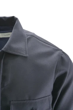 Outlet Overshirt in Lana / Blu Uomo Camicie