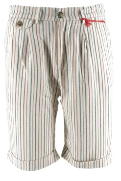 Outlet Pantaloncino con Fantasia a Righe in Misto Lino / Uomo Pantaloncini
