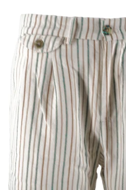 Outlet Pantaloncino con Fantasia a Righe in Misto Lino / Uomo Pantaloncini