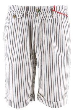 Sale Pantaloncino con Fantasia a Righe in Misto Lino / Uomo Pantaloncini