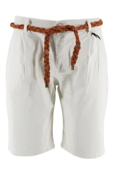 Best Pantaloncino con Pinces e Cintura / Bianco Uomo Pantaloncini