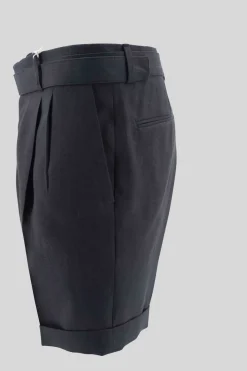 Hot Pantaloncino in Lino con Cintura / Nero Uomo Pantaloncini
