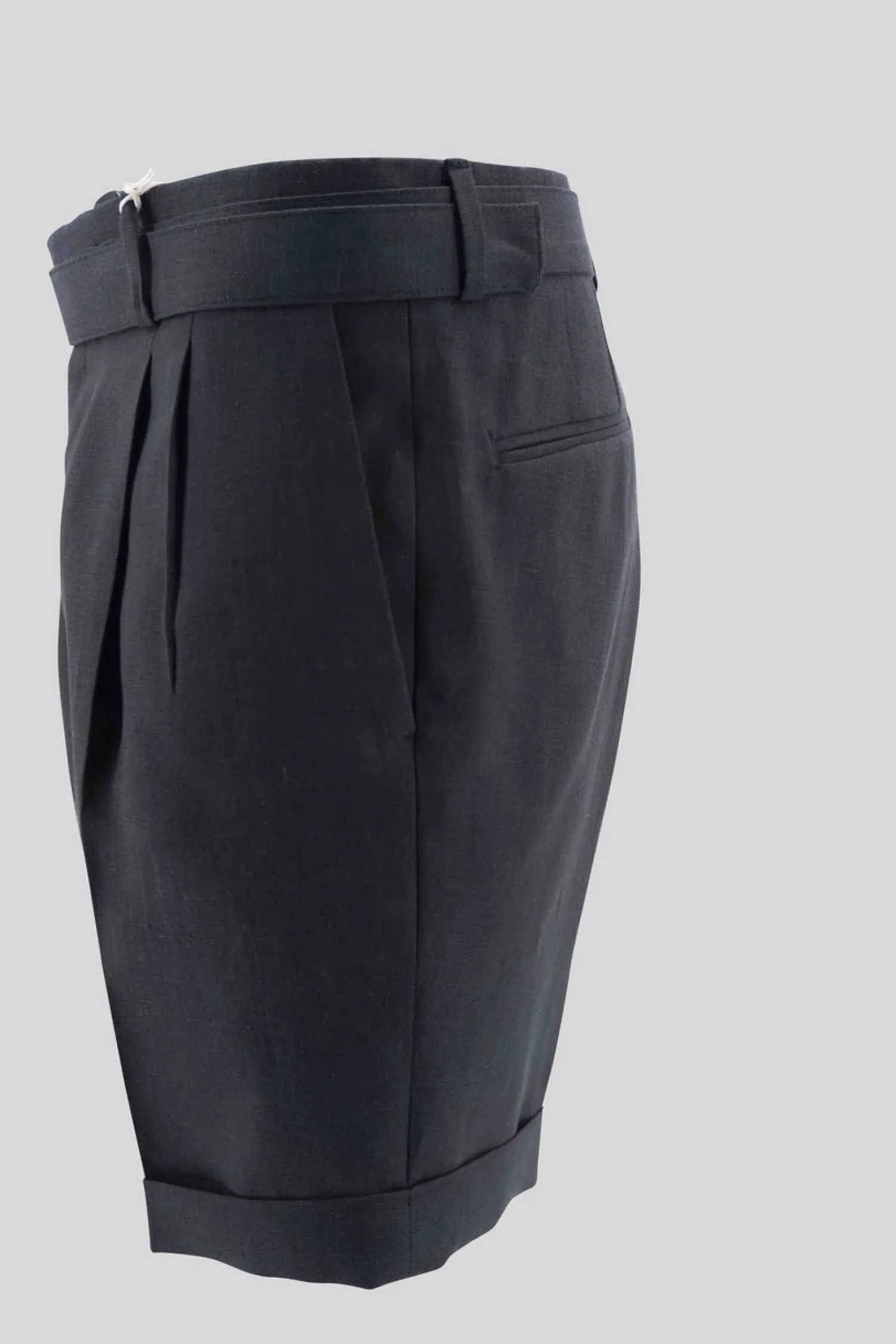 Hot Pantaloncino in Lino con Cintura / Nero Uomo Pantaloncini