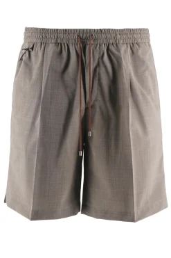 New Pantaloncino in Misto Cotone e Tessuto Tecnico / Beige Uomo Pantaloncini