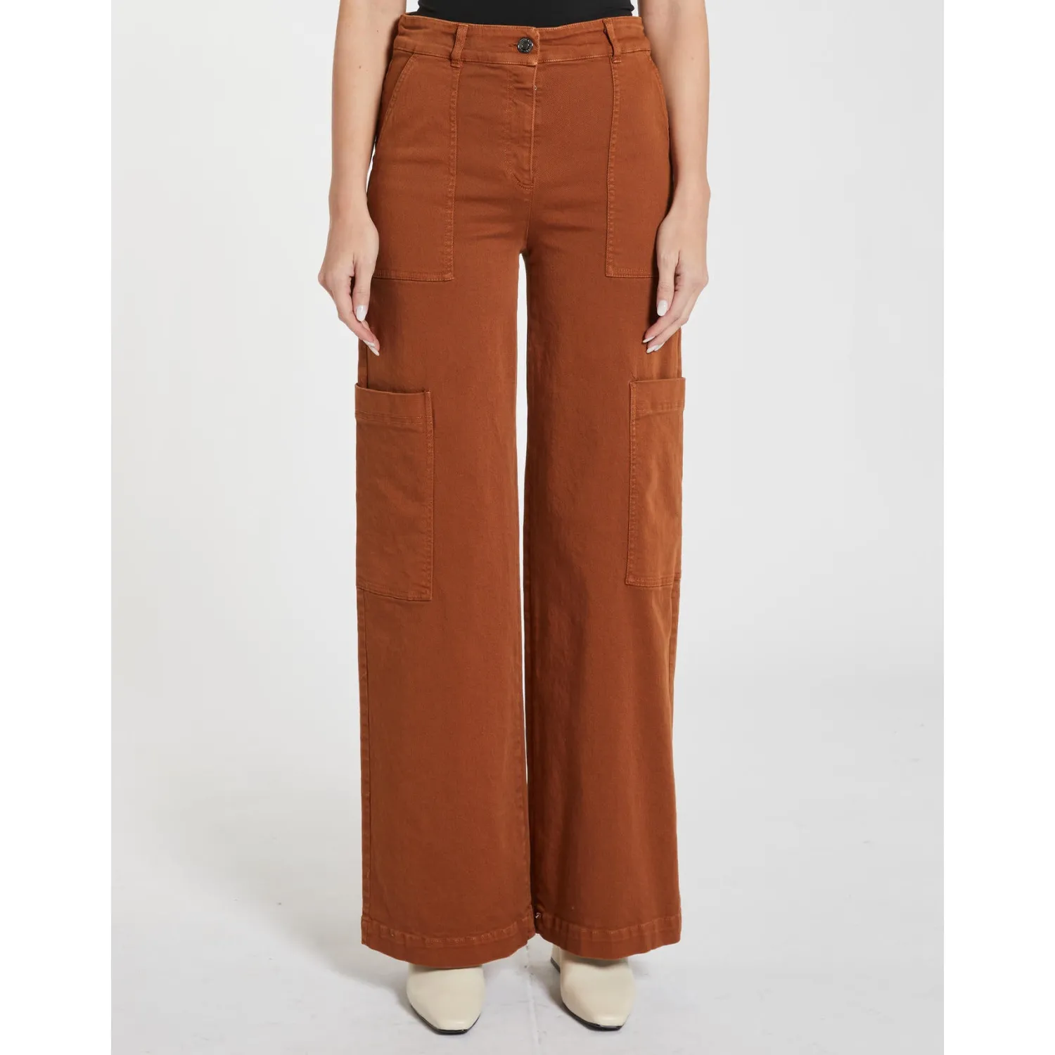 New Pantalone Cargo in Bull di Cotone / Donna Pantaloni