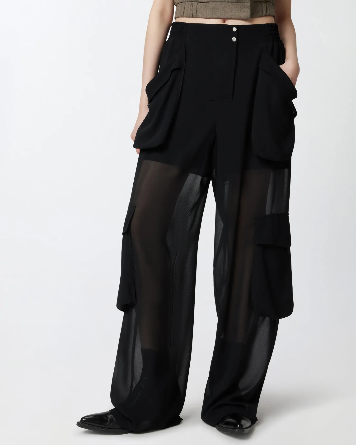 Clearance Pantalone Cargo in Georgette / Donna Pantaloni