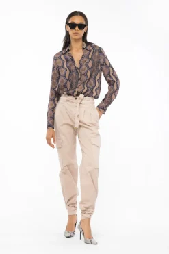 Clearance Pantalone Cargo in Raso Stretch / Donna Pantaloni