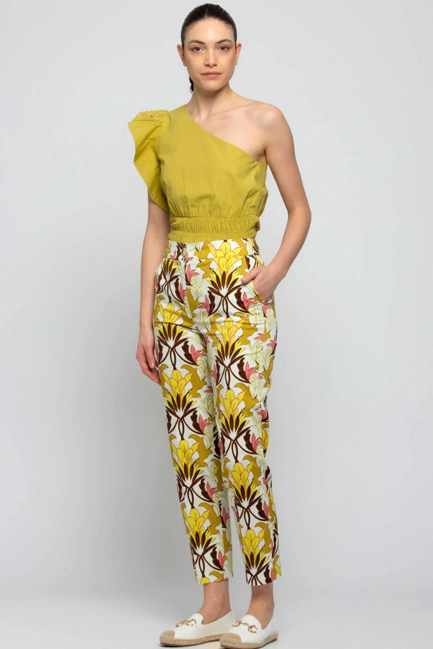 Online Pantalone con Fantasia in Cotone / Donna Pantaloni
