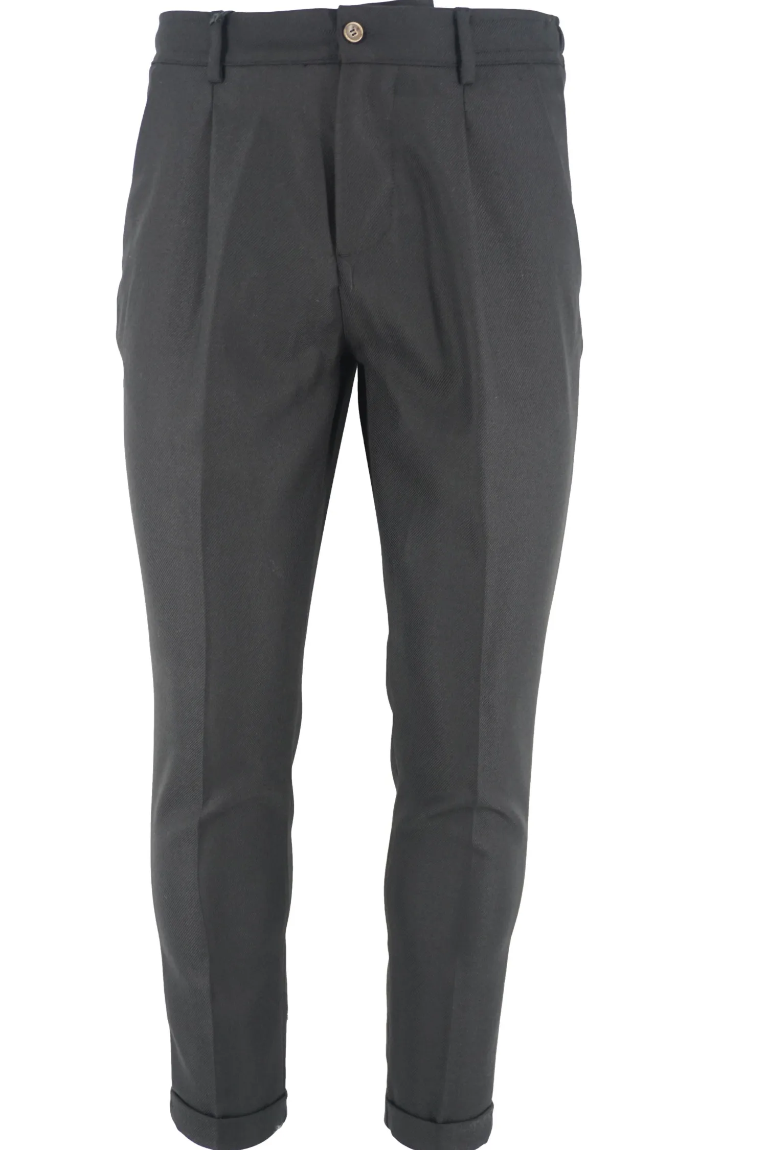 Outlet Pantalone Effetto Lana con Mezzo Elastico in Vita / Uomo Pantaloni