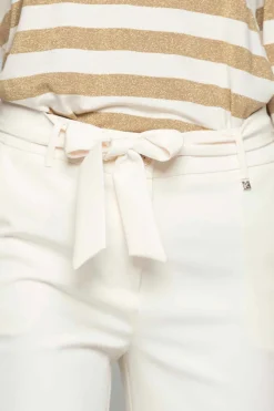 Online Pantalone Elegante con Pieghe e Cintura / Bianco Donna Pantaloni