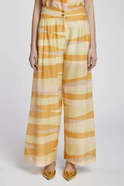 New Pantalone Fantasia con Pieghe in Vita / Multicolor Donna Pantaloni