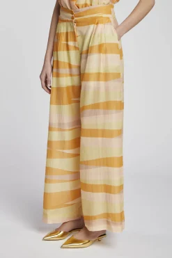 New Pantalone Fantasia con Pieghe in Vita / Multicolor Donna Pantaloni