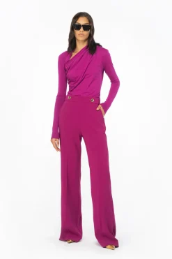 Outlet Pantalone Flare Fit con Bottoni Dorati / Donna Pantaloni