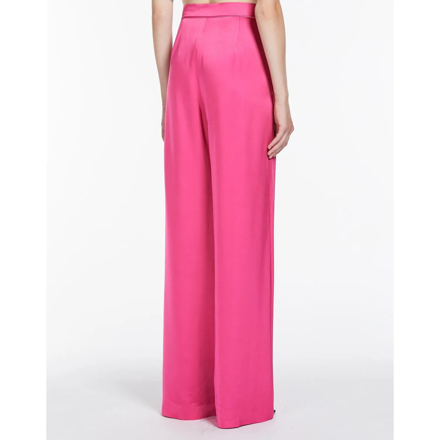 Discount Pantalone Fluido in Raso / Fucsia Donna Pantaloni