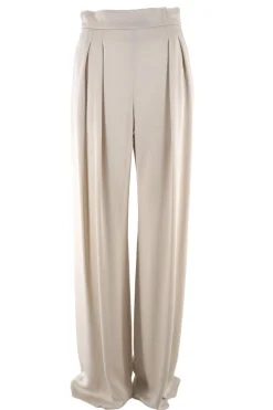 Outlet Pantalone Fluido in Satin / Beige Donna Pantaloni