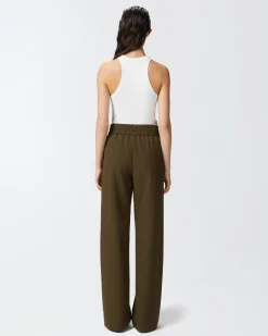 Clearance Pantalone in Crepe con Arriccio in vita / Donna Pantaloni