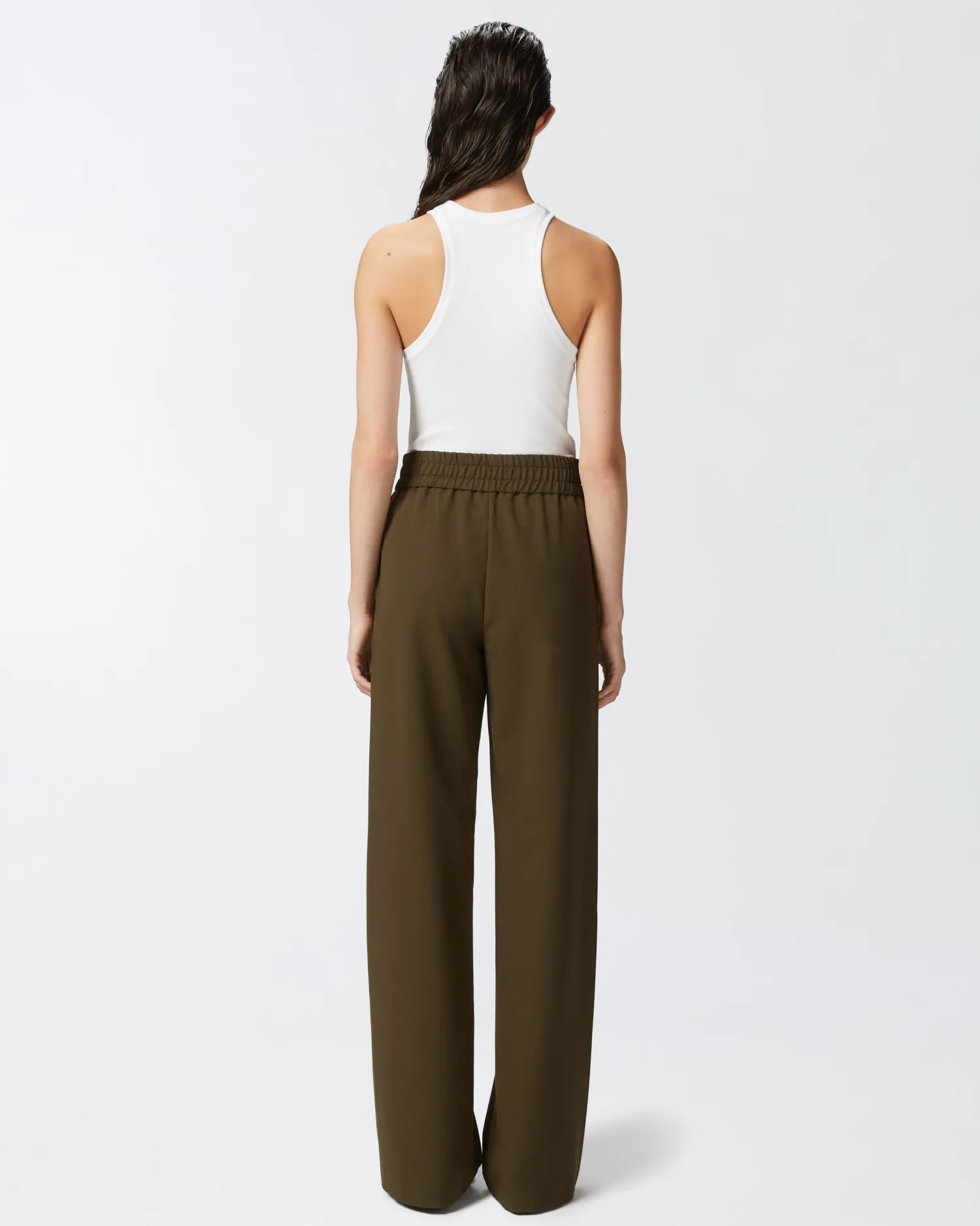 Clearance Pantalone in Crepe con Arriccio in vita / Donna Pantaloni