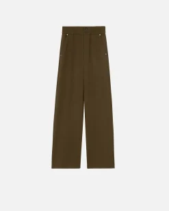 Clearance Pantalone in Crepe con Arriccio in vita / Donna Pantaloni