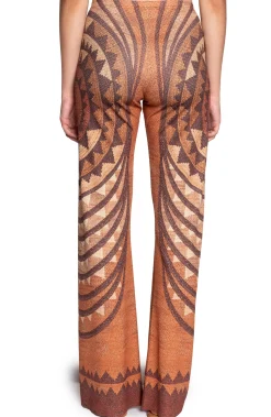 Hot Pantalone in Lycra con Fantasia / Arancione Donna Pantaloni