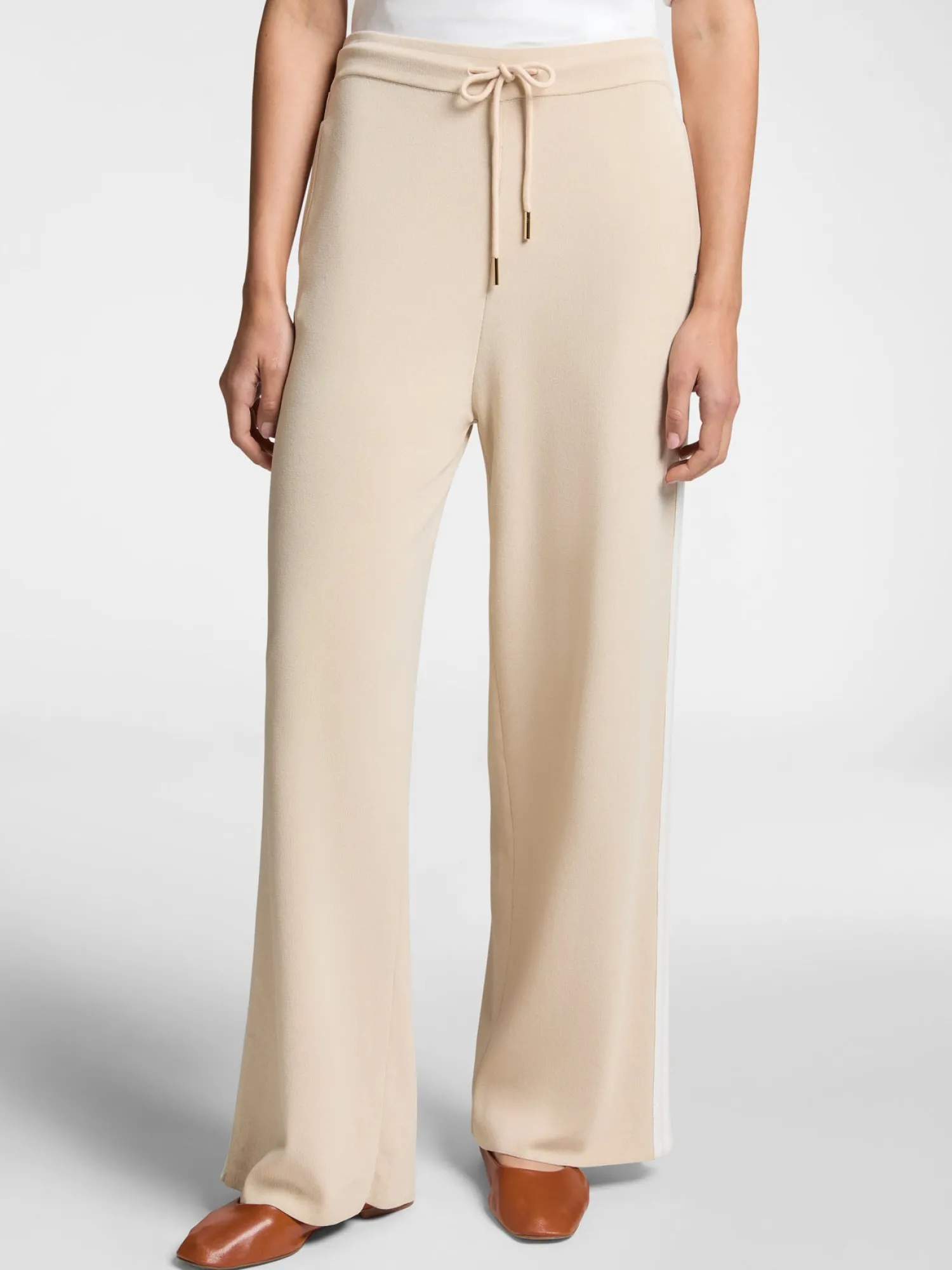 New Pantalone in Maglia con Bordi a Righe / Donna Pantaloni
