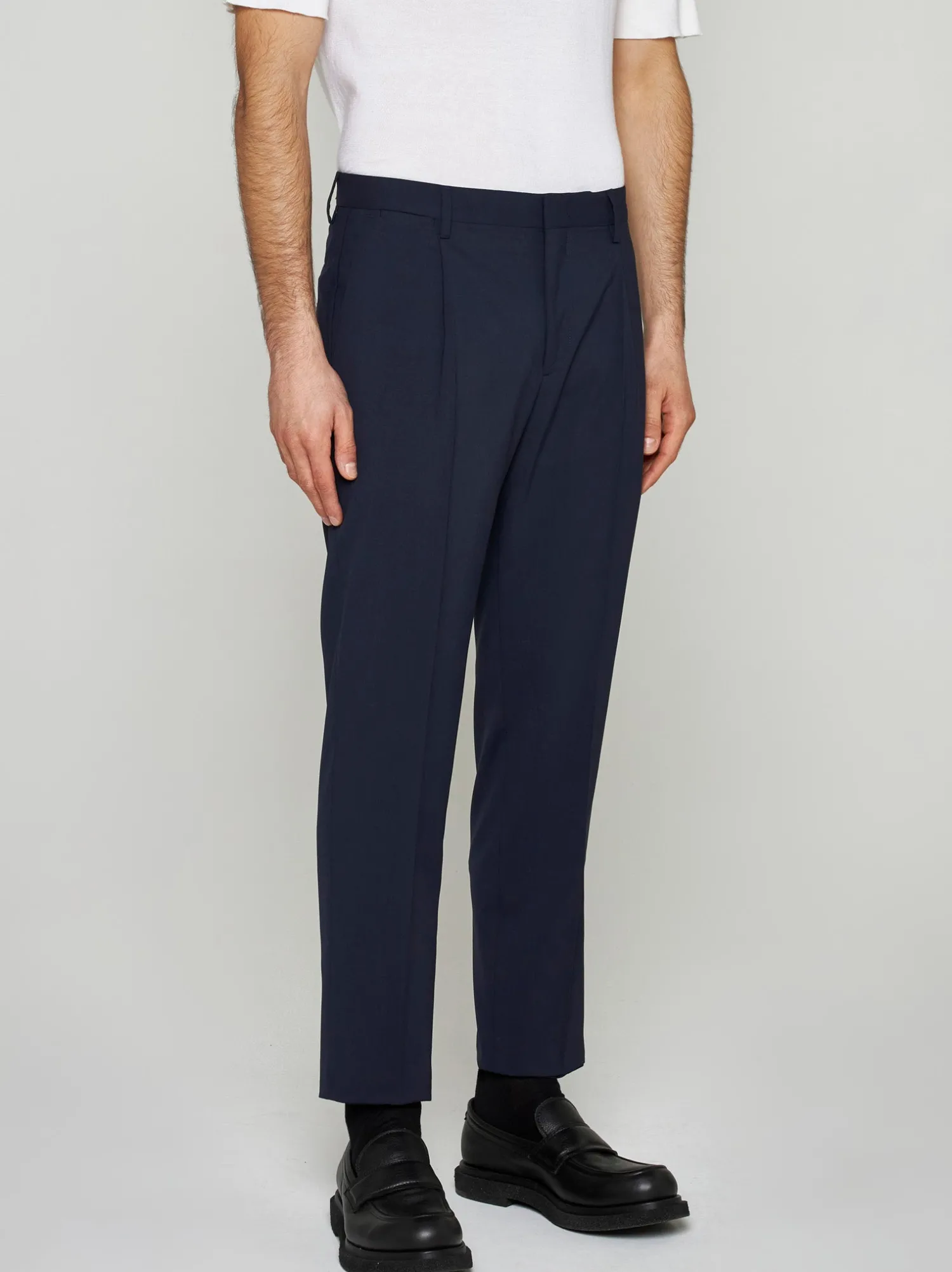 Sale Pantalone in Misto Lana Stretch / Blu Uomo Pantaloni