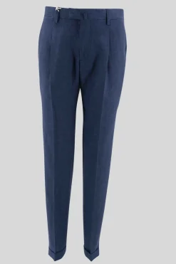 Best Pantalone Regular fit in lino / Blu Uomo Pantaloni
