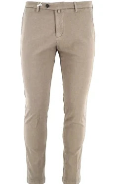 Outlet Pantalone Slim Fit con Microfantasia / Beige Uomo Pantaloni