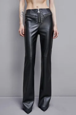 Discount Pantalone Svasato a Vita Alta in Similpelle / Donna Pantaloni