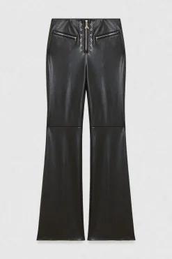 Discount Pantalone Svasato a Vita Alta in Similpelle / Donna Pantaloni